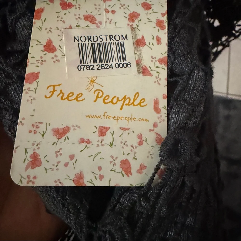 FREE PEOPLE Graphite Combo Crochet Top, Size Small - MSRP $128